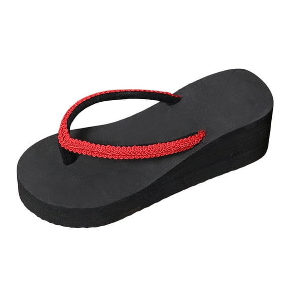 enyan Black Flip Flops for Women Women's Flip Flops Arch Support Yoga Mat Summer Beach Woman Thong Sandals with Orthotic Rubber Soles,Red,Size 7.5