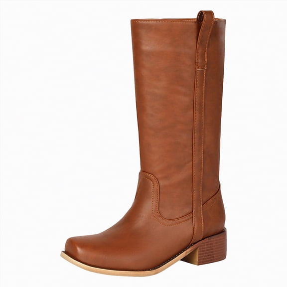 enyan Black Knee High Boots Women's Knee High Boots Flat Warm Winter Boots with Side Zipper Red,Size 6.5