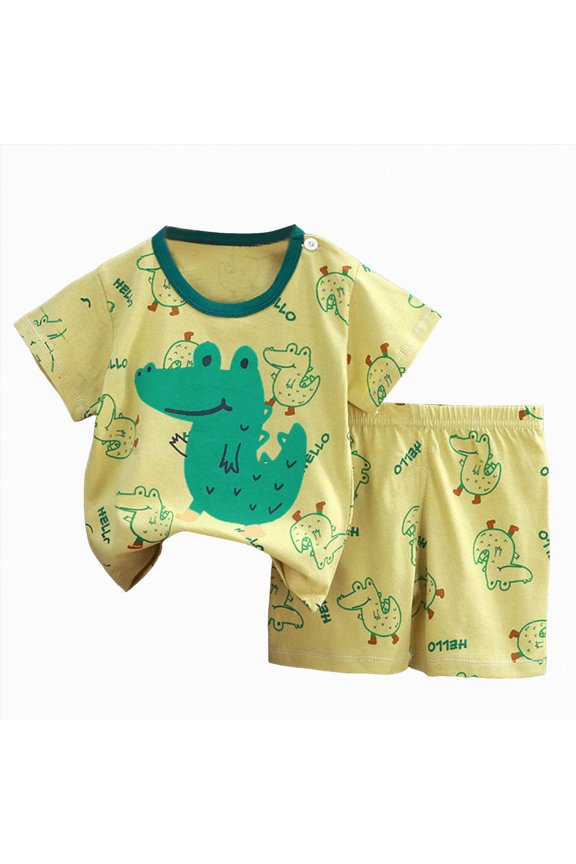 Boy Baby Clothes Suits Sleeve Color Matching Tri Color Tops Shorts Set Toddler Boy Clothes,Green,9-18 Months