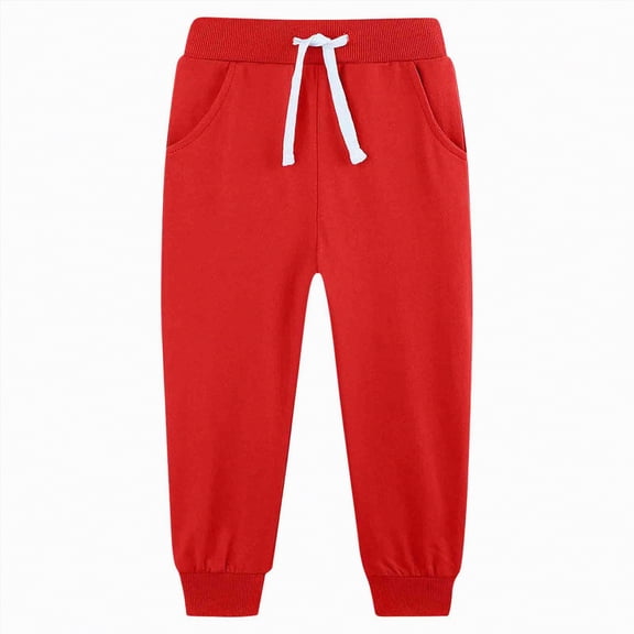 enyan Boy Joggers Boys Sweatpants - Performance Fleece Boys Joggers Athletic Pants with Elastic Waistband for Toddlers and Kids Red,5-6 Years