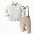 thumbnail image 1 of enyan Boys Clothes Set Toddler Gentlemen Wedding Suit Long Sleeve Bowtie Formal Dress Shirts Suspenders Pants Outfits Set White,18-24 Months, 1 of 7
