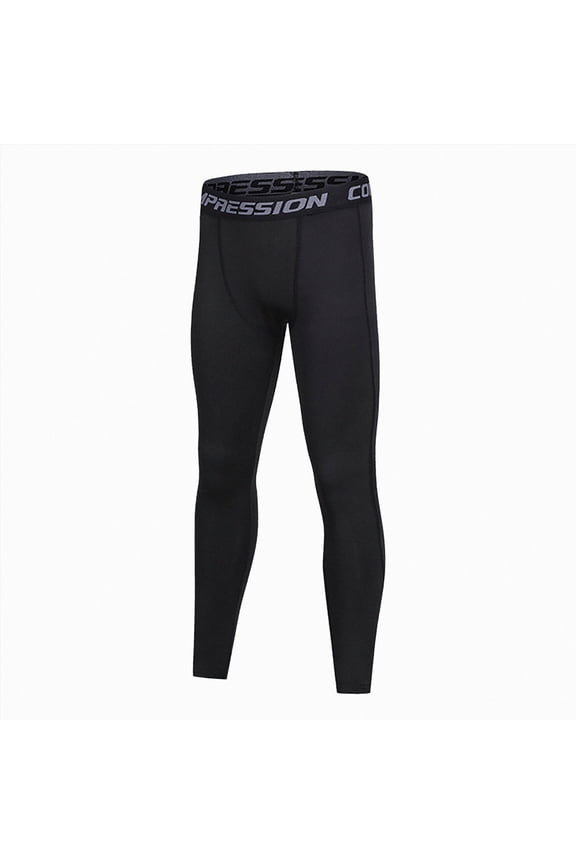 Boys Compression Pants, Youth Athletic Leggings for Basketball Football Running, Quick Dry Spandex Sports Tights(Black,6-7 Years)