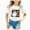 thumbnail image 1 of enyan Boys Girls Halloween Shirt Pumpkin Ghost T Shirt Toddler Boy Girl Short Sleeve Cute Graphic Tee Tops (White,4-5 Years), 1 of 5