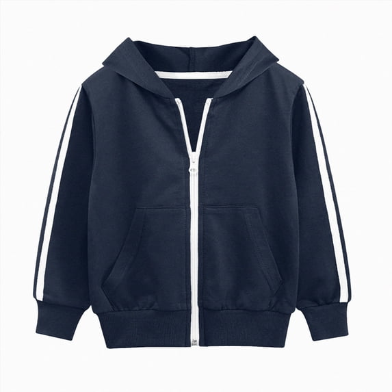 enyan Boys Girls Zip Up Hoodies Teen Fleece Full-Zip Sweatshirts Jacket Casual Fall Hoodie with Pocket(Dark Blue,9-10 Years)