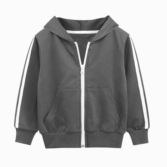 enyan Boys Girls Zip up Hoodie Soft Solid Classic Full Zip Hooded Sweatshirts for Kids(Dark Gray,5-6 Years)