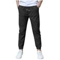 thumbnail image 1 of enyan Boys Linen Pants School Uniform Chino Pants Kids Drawstring Elastic Waist Pull on Twill Jogger Pants with Pockets Black,4-5 Years, 1 of 7