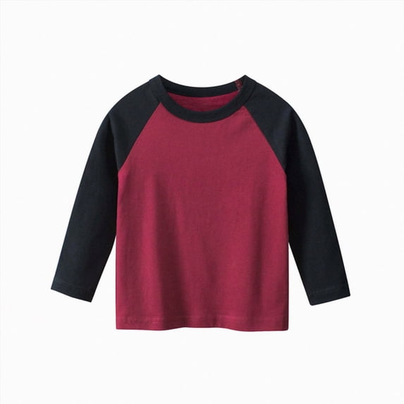 enyan Boys Long Sleeve Raglan T Shirts Kids Color Block Crewneck Casual Tops Tees(Red,8-9 Years)