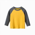 thumbnail image 1 of enyan Boys Long Sleeve Raglan T Shirts Kids Color Block Crewneck Casual Tops Tees(Yellow,5-6 Years), 1 of 6