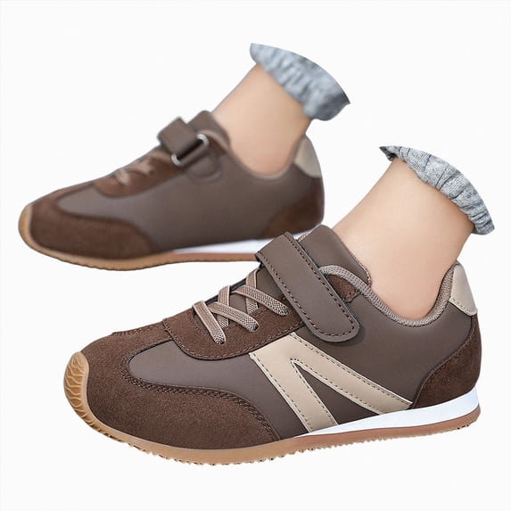 enyan Boys Shoes Athletic Slip On Sneakers Comfortable Bungee Girls Running Shoes (Toddler/Little Kid/Big Kid) Brown,11.5