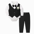 thumbnail image 1 of enyan Boys Suit Formal Dress Pants Vest Suit Set for Boys Wedding Outfits with Dress Shirt Fall Winter Clothes(Black,3-6 Months), 1 of 6