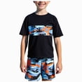 thumbnail image 1 of enyan Boys Swimsuit Set 2 Piece Bathing Suit Boys' Swimwear Trunk and Rashguard Set Short Sleeve Sunsuit 6-12Y,Sky Blue,7-8 Years, 1 of 6