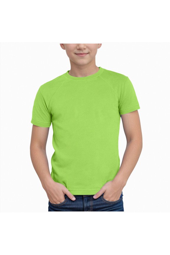 Boys T-Shirt Kids Basic Short Sleeve Shirts Solid Casual Tops Crewneck Quick Dry Shirt Light Green,8-9 Years
