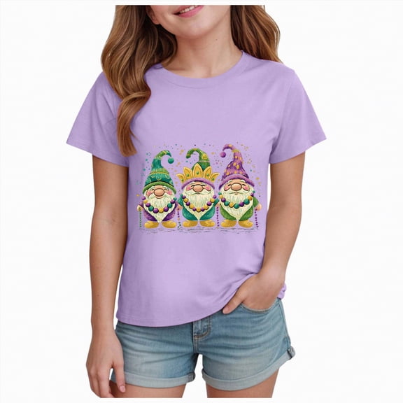 enyan Carnival Baby Girl Shirts Girls Shirts Short Sleeve Shirt for Girls Soft Cotton Tees Kids Tshirts Clothes Summer Tops T-Shirt,Purple,3-4 Years