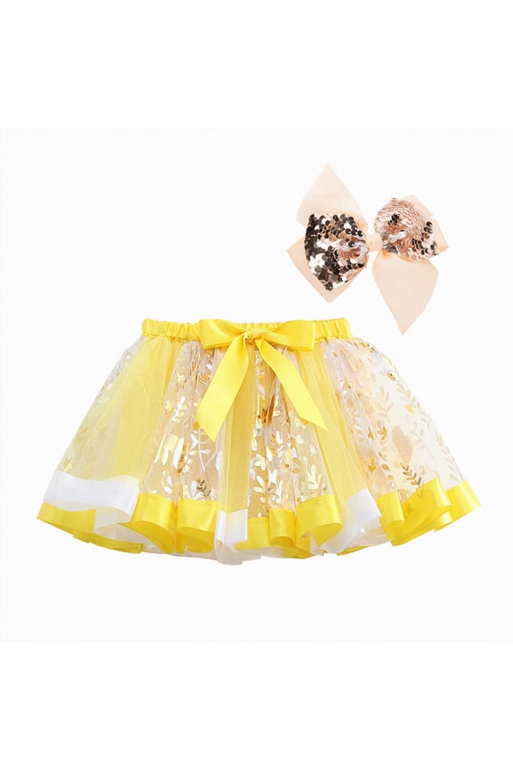 Carnival Dresses For Girls Women Girl Teens Short Skirt Colorful Running Skirts Rave Costume Tutu Dance Skirt Yellow,6-8 Years