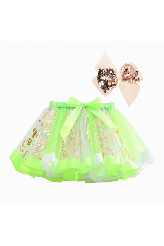 Carnival Uniform Skirts For Girls Women Girl Teens Short Skirt Colorful Running Skirts Rave Costume Tutu Dance Skirt Green,2-4 Years