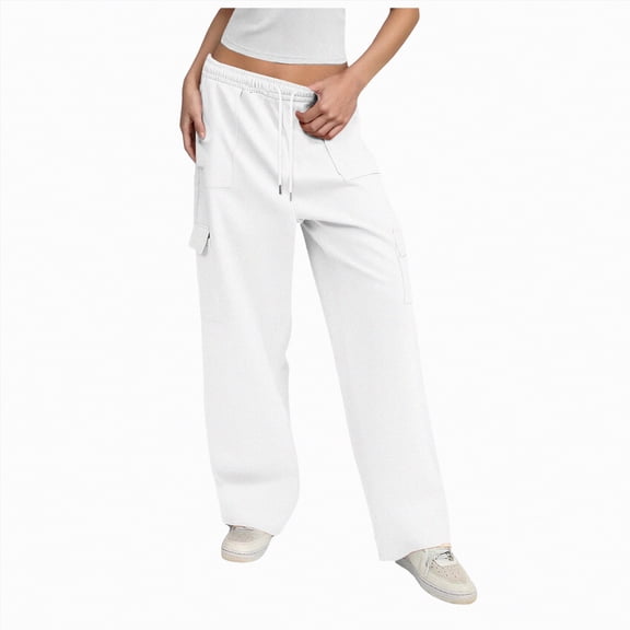 enyan Casual Pants For Women Womens Sweatpants Baggy Lounge Travel Pants Fall Fashion Outfits 2025 Winter Clothes Joggers White,M
