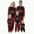 thumbnail image 1 of enyan Christmas Matching Family Pajamas Letter Print Round Neck Long Sleeve Tops Plaid Long Pants for Man/Woman/Kids/Baby, 1 of 4