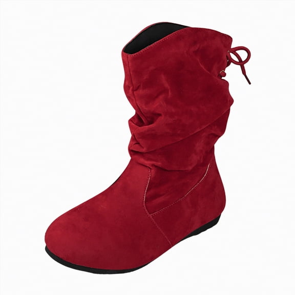 enyan Cowgirl Boots Women's Knee High Boots Fashion Comfortable Riding Boots for Women Low Heel Red,Size 8.5