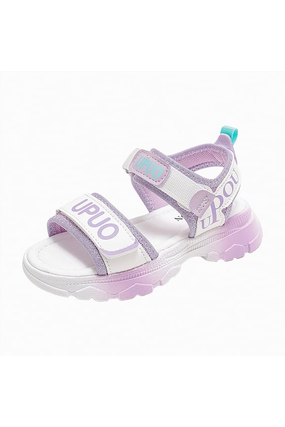 Croc Sandals Girls Summer Sandals Flat Open-Toe Lightweight Sandals for Toddler Little Kids,Purple,Size 3