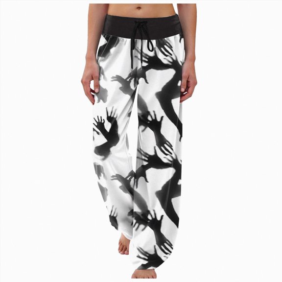 enyan Cute Sleepwear Women's Casual Halloween Print Trousers Comfortable Everyday Wear Stylish Fall Fashion Pants For All Occasions White,M
