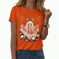 thumbnail image 1 of enyan Cute Spooky Season Fall Graphic Funny Tees Ghost Print T-Shirt Tops Women Halloween Shirt Orange,L, 1 of 5