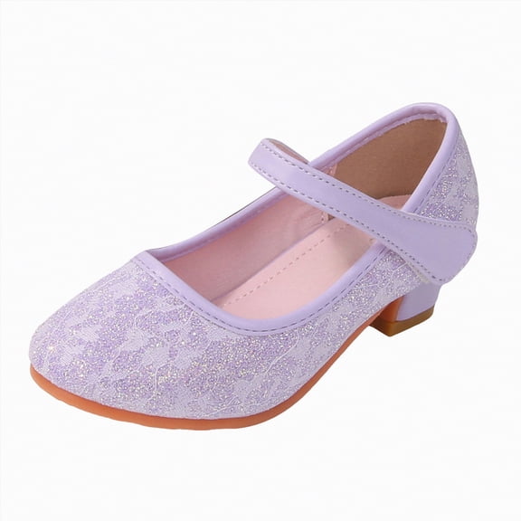 enyan Dress Shoes Girls Little Big Girl's Adorable Sparkle Princess Party Girls Dress Shoes,Purple,Size 11