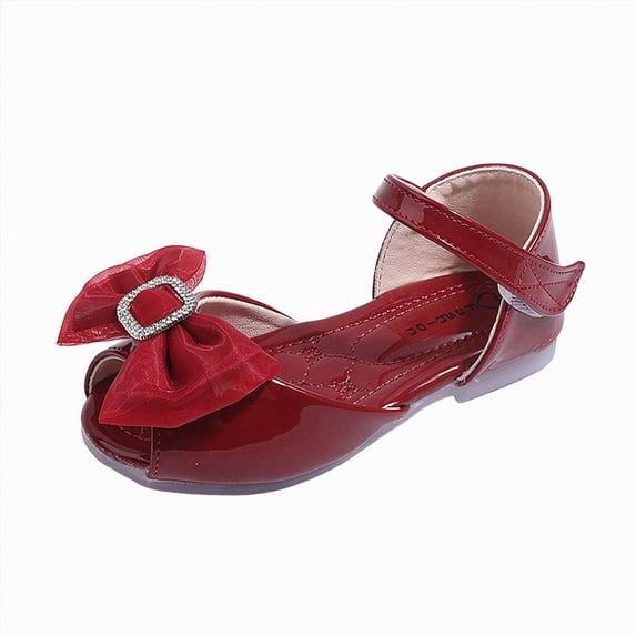 enyan Dress Shoes For Girls Little Kids Girls Dress Pumps Glitter Sequins Princess Low Heels Princess Dress Shoes Party Dance Shoes Rhinestone Sandals,Red,Size 7