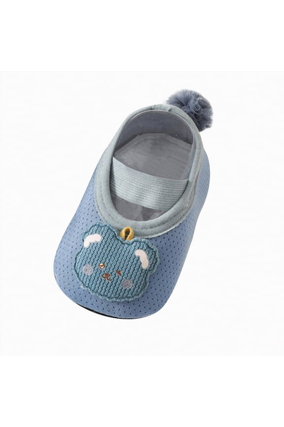 First Walking Shoes For B'aby B'oy B'aby Sock Shoes Todd'ler Non-Slip Slippers Infant Walking Shoes Soft Rubber Sole Sneakers for B'aby B'oys G'irls Blue,Size 5
