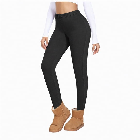 enyan Fleece Lined Tights Women Fleece Lined Leggings Women - Thick Soft High Waisted Tummy Control Thermal Warm Velvet Pants for Cold Winter,Black,XL