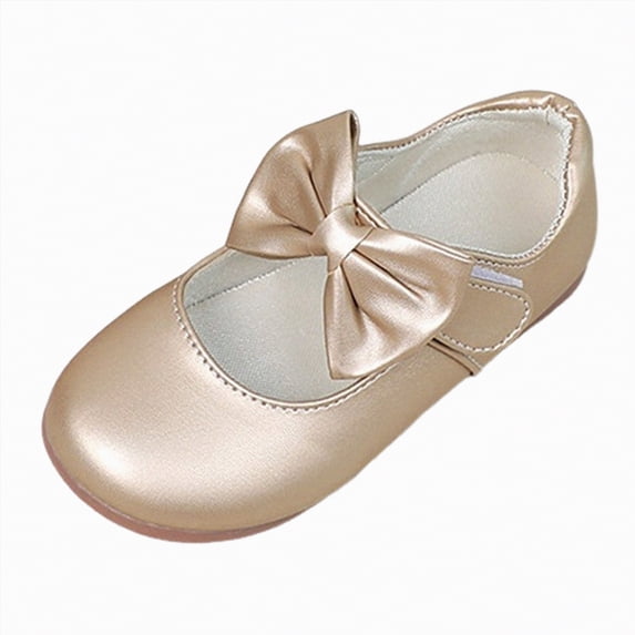 enyan Flower Girls Mary Jane Bridesmaids Dress Shoes Toddler Kids Wedding Party Sparkle High Heel Princess Shoes Glitter Flat Shoes Girls Dress Shoe,Gold,Size 1.5