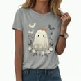 thumbnail image 1 of enyan Funny Ghost Pumpkin Graphic Printed Shirts Halloween Short Sleeve Graphic Tees Fall T-Shirts Tops Womens Halloween Shirts Light Gray,XXL, 1 of 6