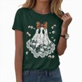 thumbnail image 1 of enyan Funny Halloween Costume Ghost Halloween T-Shirt for Women Cute Ghost Cat Graphic Tee Spooky Season Shirt Vintage Short Sleeve Casual Fall Tops Dark Green,XL, 1 of 6