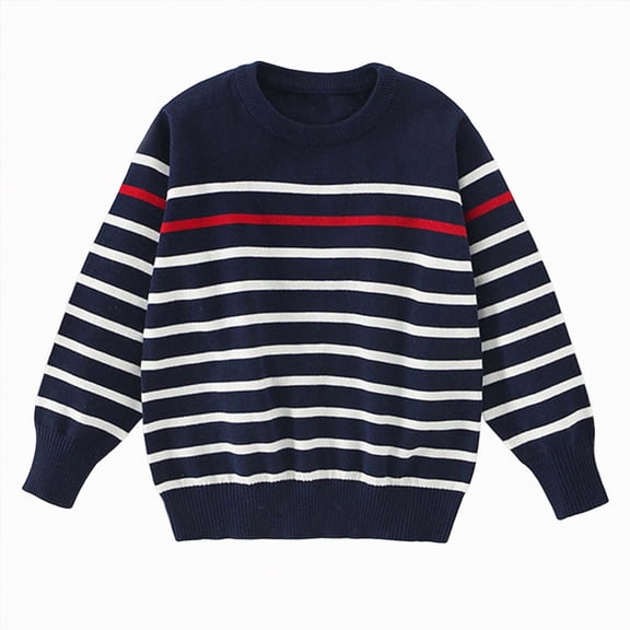 enyan Girl Boy Toddler Knit Sweater Cute Round Neck Long Sleeve Blouse Pullover Oversized Sweatshirt Warm Kids Tops Toddler Girls Sweater Navy,5-6 Years