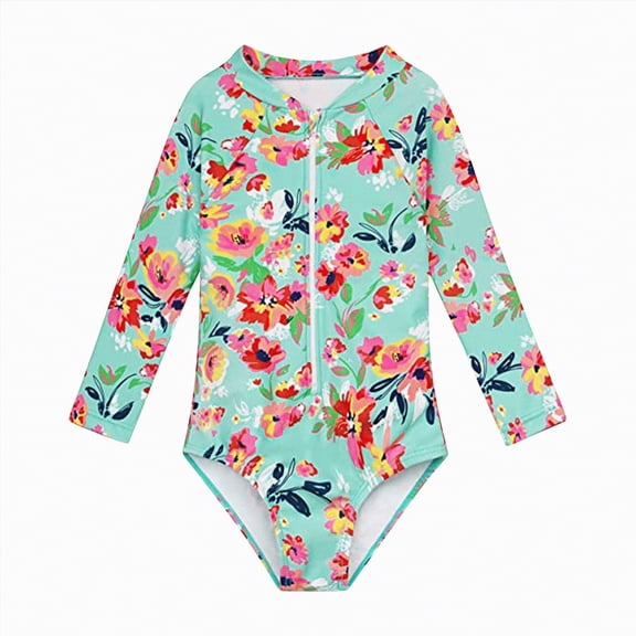 enyan Girl Swimsuit Girls Swimsuits, Kids Two-Piece Rashguard Swim Set Bathing Suits Beach Shorts Swim Shirts Green,2-3 Years