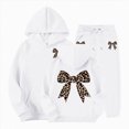thumbnail image 1 of enyan Girl's Bow Leopard Hoodies Graphic Long Sleeve Pullover Tops Preppy Cute Sweatshirts Hoodies（White,6-7 Years）, 1 of 7
