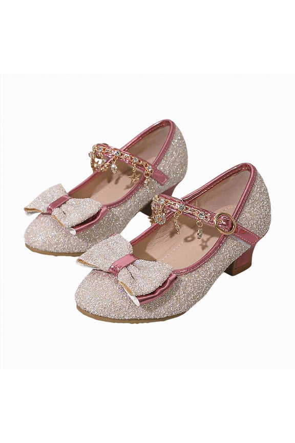 Girl's Dress Shoes Mary Jane Glitter Low Heel Wedding Party Princess Shoes for Toddler/Little/Big Kids Dress Shoes For Girls,Red,Size 11
