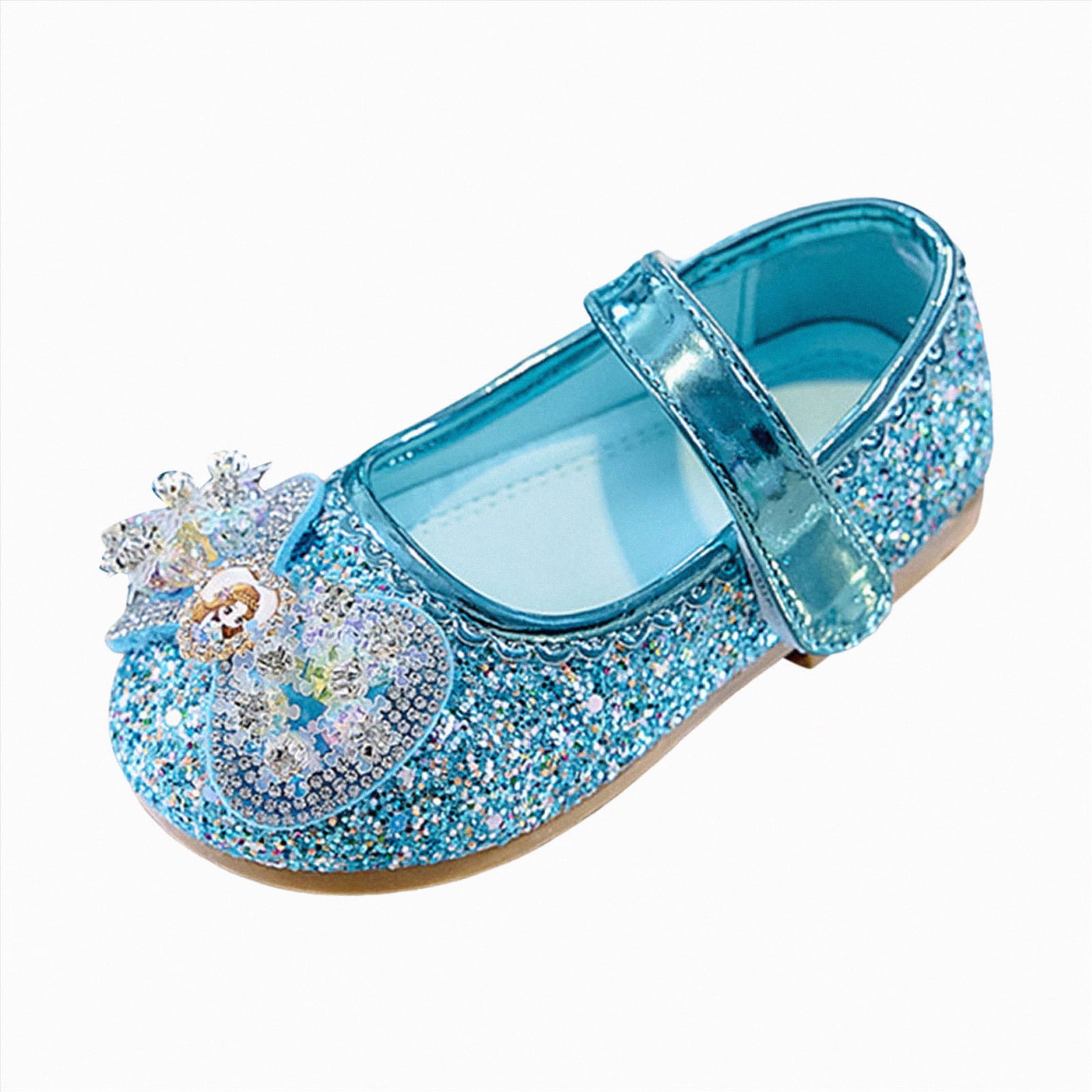 Enyan Girls Black Dress Shoes Girls Dress Shoes Mary Jane Princess Shoes Girls' Flats Glitter Low Heels Flower Wedding Party Footwear for Toddler