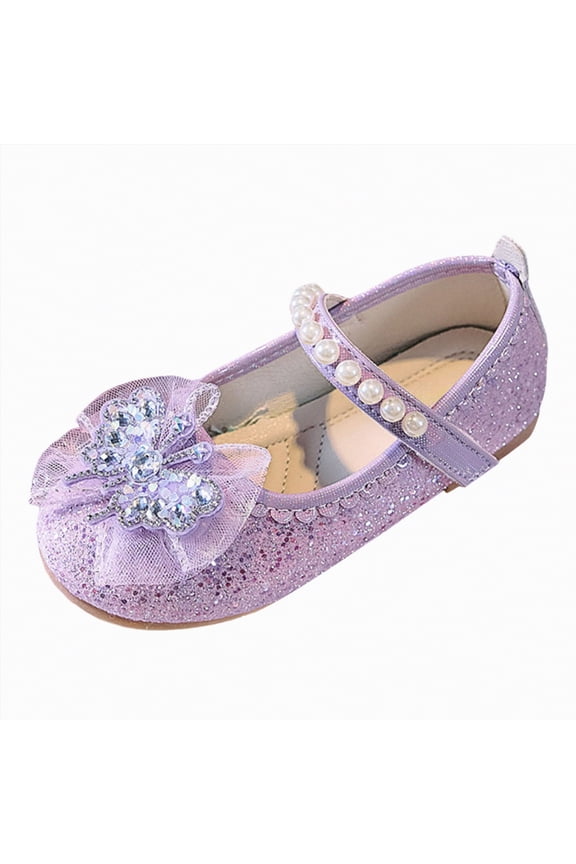 Girls Black Dress Shoes Girls Dress Shoes Wedding Party Heel Mary Jane Princess Flower Shoes (Toddler/Little Kid/Big Kid),Purple,Size 10