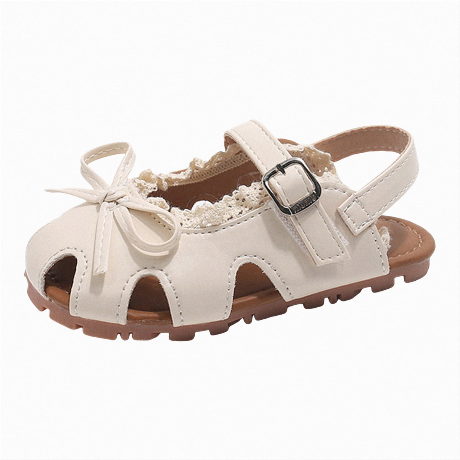 enyan Girls Jelly Sandals Summer Breathable Waterproof Fisherman Shoes For Girl Closed Toe Beach Flat-Sandals For Toddler Little Kid Big Kids Jelly Sandals,Beige,Size 6