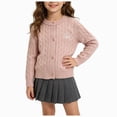 thumbnail image 1 of enyan Girls Knit Cardigan Sweater Button Down Long Sleeve Kids Toddler School Uniform Fall Jacket(Red,6.5-7 Years), 1 of 5