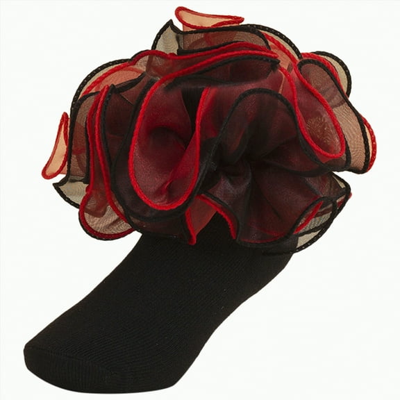 enyan Girls Lace Ruffle Socks Double Frilly Princess Style Dress Socks Toddler Turn Cuff Socks Baby Ankle Socks (Black,1-3 Years)