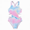 thumbnail image 1 of enyan Girls' One Piece Swimwear Cut Out Spaghetti Straps Swimsuit Floral Beach Bathing Suit for Girls,Pink,7-8 Years, 1 of 7