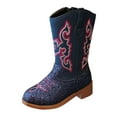 thumbnail image 1 of enyan Girls Riding Boots Girls Cowboy Boots Side Zipper Cowgirl Boots Embroidered Western Style Toddler Little Kid Big Kid Blue,2.5, 1 of 7