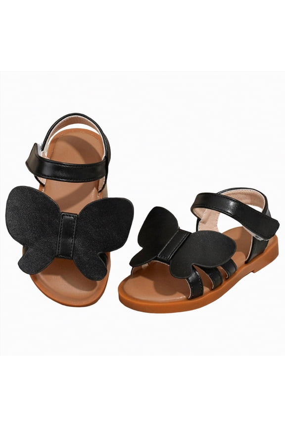 Girls Sandals Girls Summer Sandals Outdoor Beach Anti-Slip Rubber Soft Sole Newborn Toddler First Walker Shoes,Black,Size 10