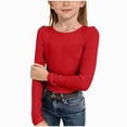 thumbnail image 1 of enyan Girls Shirt Fall Winter Long Sleeve Basic Tees Quick Dry Athletic T-Shirt Active Gym Crew Neck Tops Cute Shirts for Girl（Red,9-10 Years）, 1 of 5