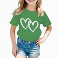 thumbnail image 1 of enyan Girls Short Sleeve T Shirts Kids Summer Tops Crewneck Basic Graphic Tees 5-14 Years Green,8-9 Years, 1 of 5