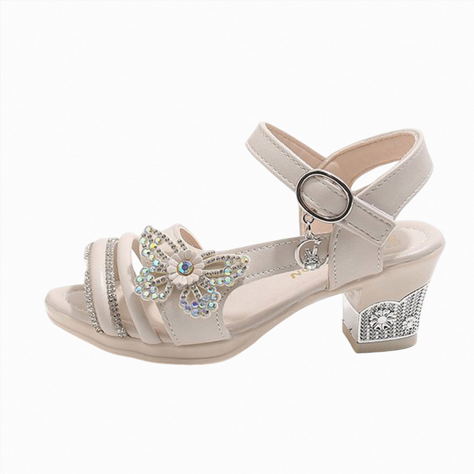enyan Girls Summer Sandals Flat Open-Toe Lightweight Sandals for Toddler Little Kids Croc Sandals,Beige,Size 11.5