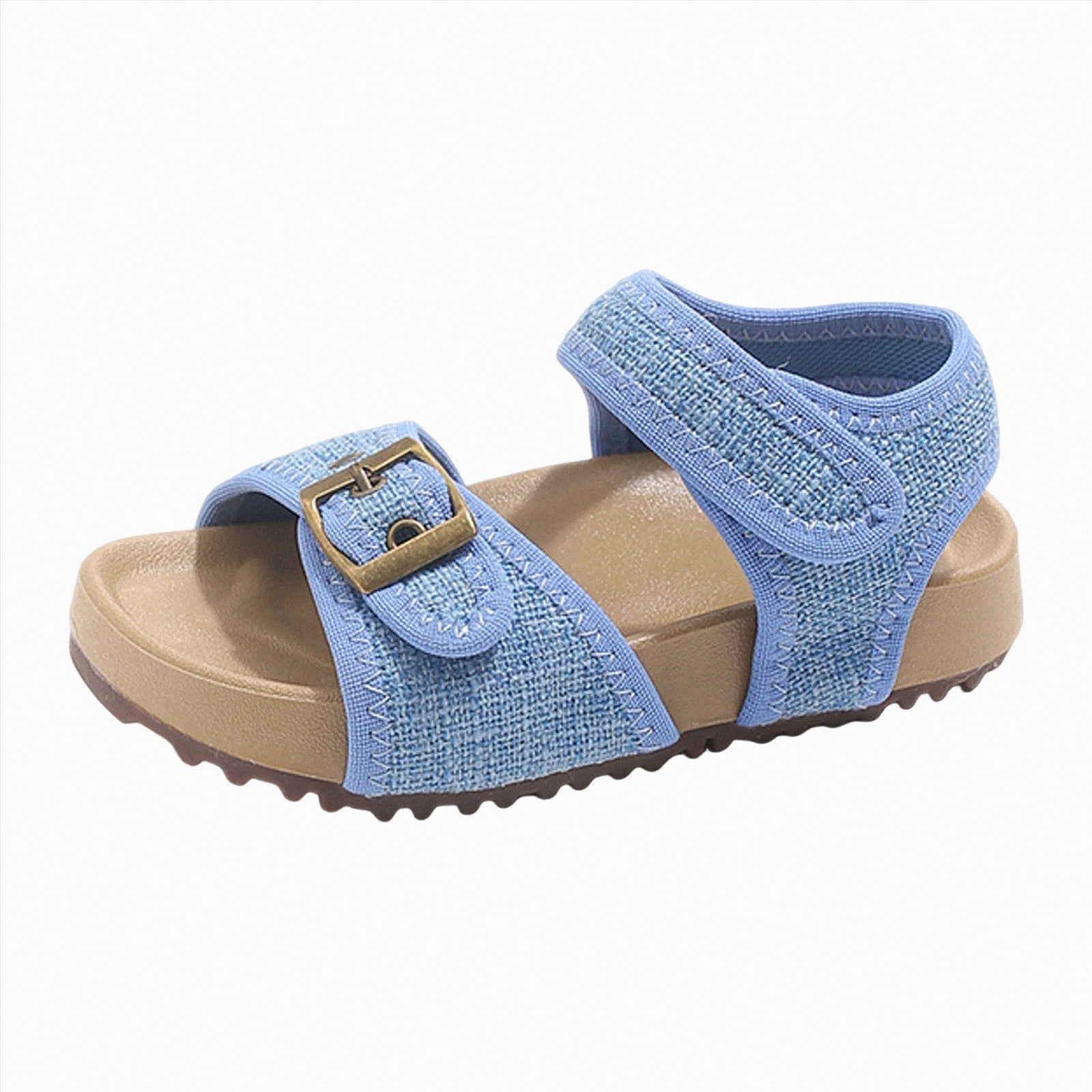 enyan Girls Summer Sandals Outdoor Beach Anti-Slip Rubber Soft Sole Newborn Toddler First Walker Shoes Baby Girl Sandals,Blue,Size 11.5