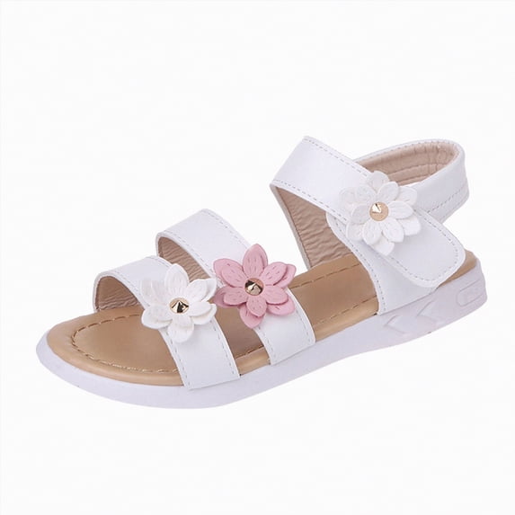 enyan Girls Summer Sandals Outdoor Beach Anti-Slip Rubber Soft Sole Newborn Toddler First Walker Shoes Croc Sandals,White,Size 2.5 M