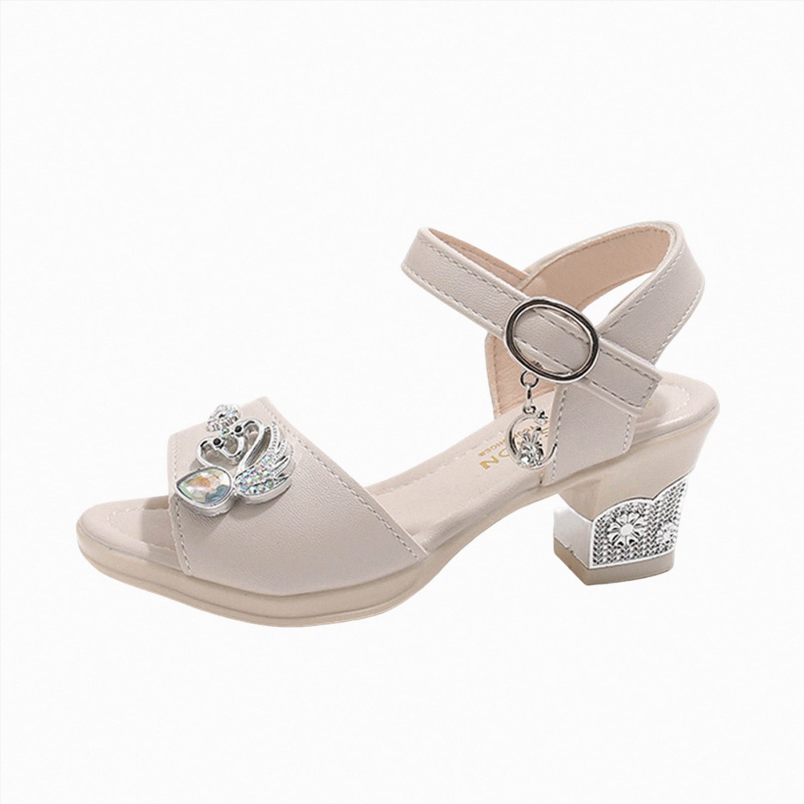 enyan Girls Summer Sandals Outdoor Beach Anti-Slip Rubber Soft Sole Newborn Toddler First Walker Shoes Kids Sandals,Beige,Size 12